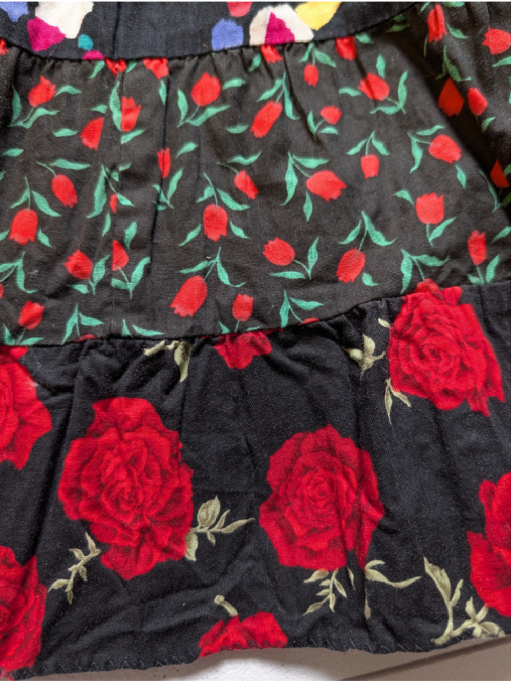 Vintage Anna Konya Patchwork Tiered Maxi Skirt One Size Dark Boho Festival 90s - Picture 8 of 14